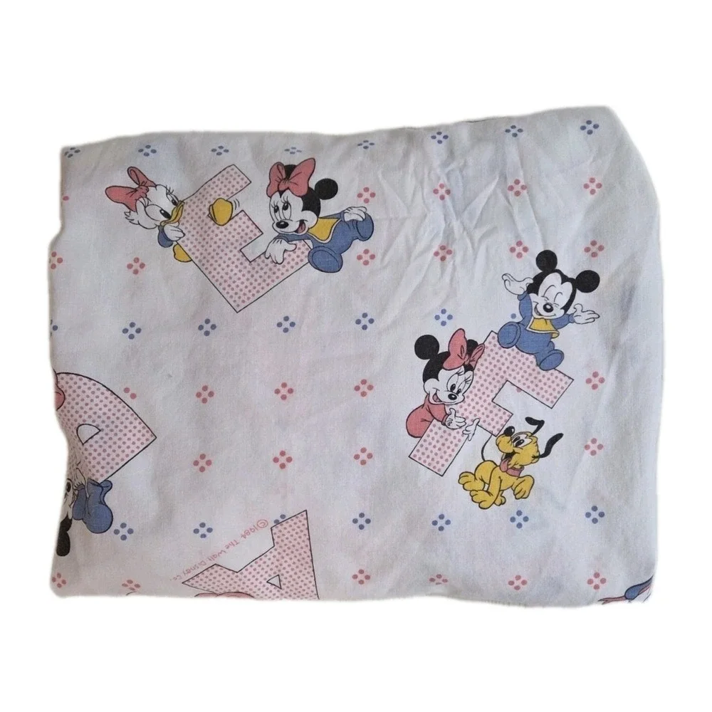 Vintage Dundee Mickey Mouse ABC Fitted Crib Sheet, 1984 Walt Disney Co